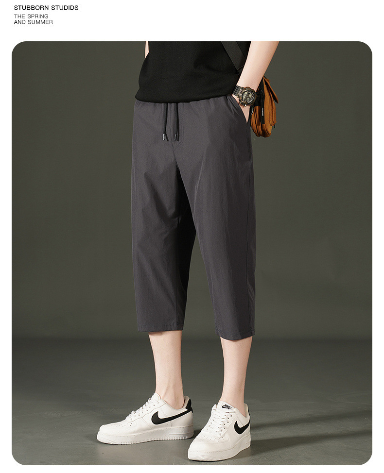 Ice Silk Seven-inch Pants for men 2024 Summer, a thin and trendy brand, loose beach pants for men, sporty and casual shorts for men pic 14