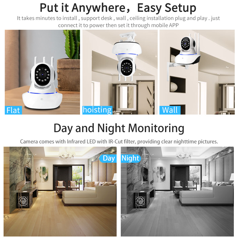 V380 Wireless wiif camera indoor shaking head machine monitor high-definition smart home bald strong shaking head machine pic 8