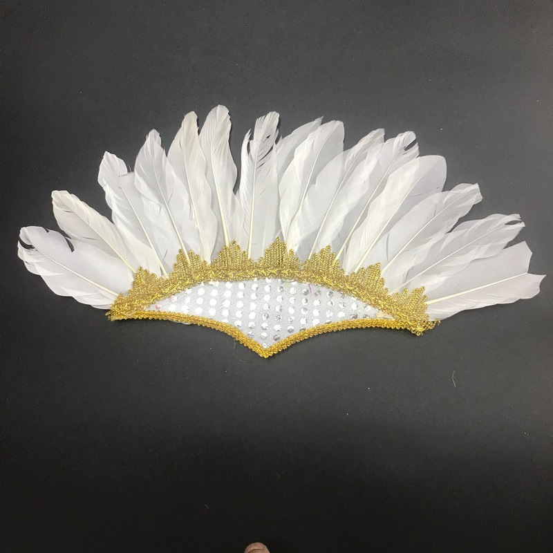 Real photo manufacturer wholesale exotic style real feather headwear, headbands, stage performance dance props, clothing accessories, fans, feather handicrafts pic 6