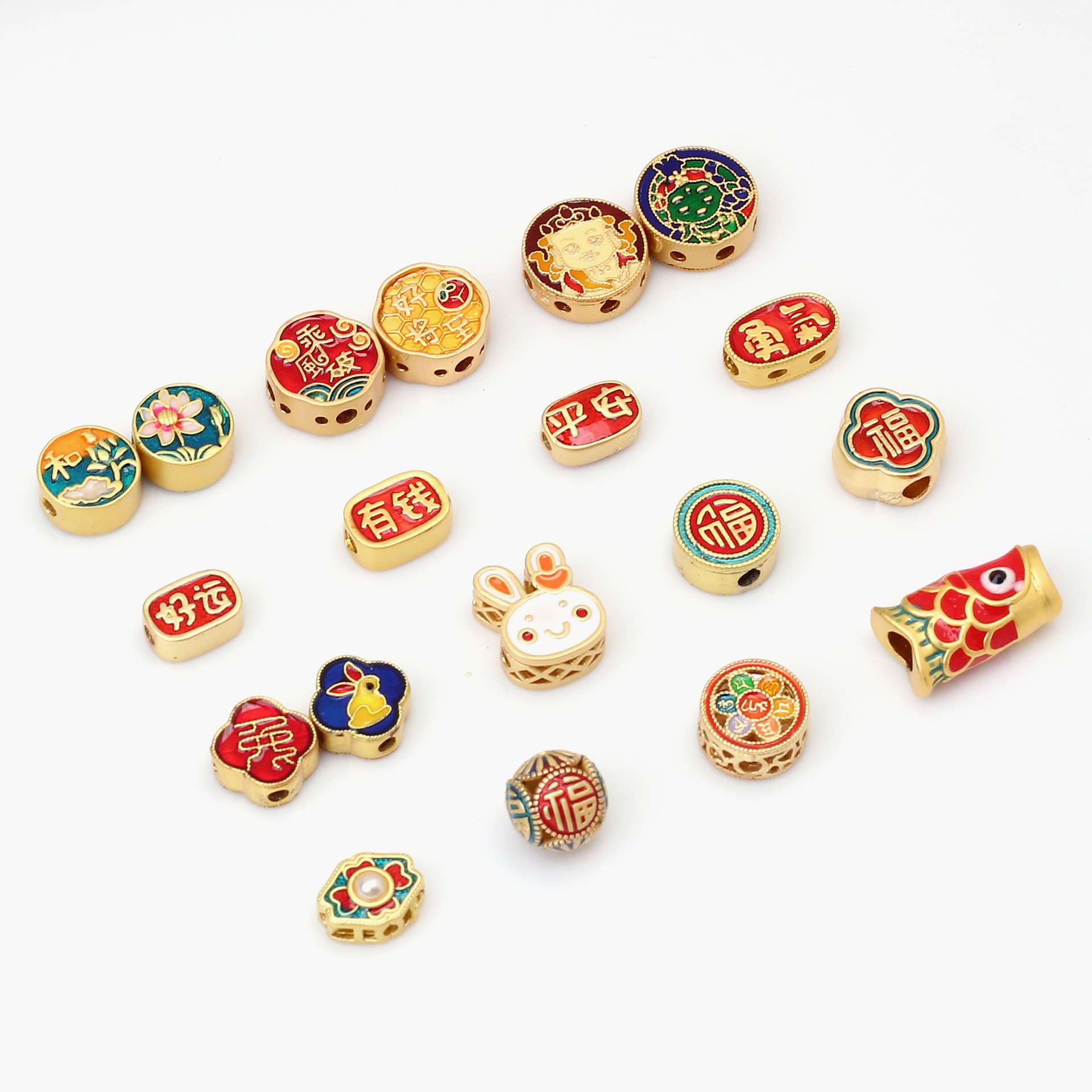 Oil-dripping, blue-fired beads, beaded, string-bead bracelet, sandgold accessory, diy accessory, ancient method gold material pic 5