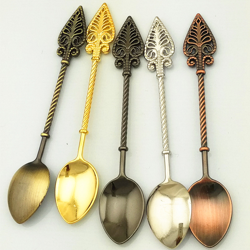 New retro alloy coffee spoon, ice cream spoon/jam spoon, small recipe, gold, silver and copper dessert spoon (JY90) pic 28