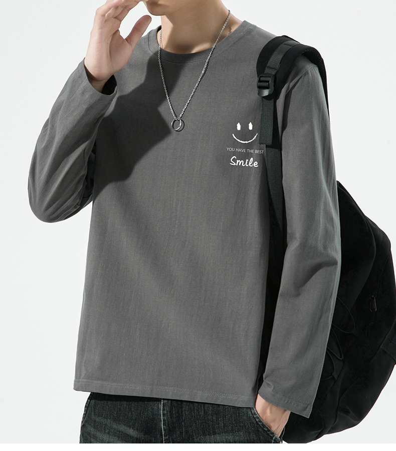 棉质长袖t恤男春秋宽松舒适内搭打底衫青年简约百搭品质上衣男装详情14