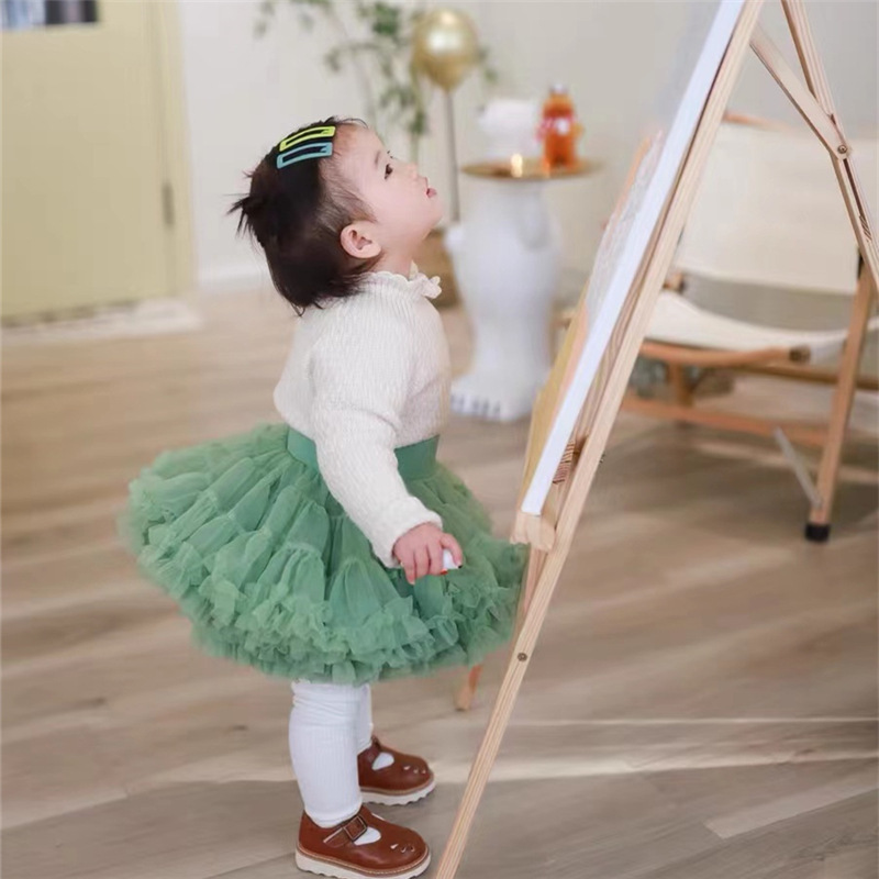 Europa y américa niñas tutu vestido de mitad de la segunda generación otoño e invierno festival rendimiento vestido de princesa vestido de año nuevo vestido de malla de gasa puffy pic 10