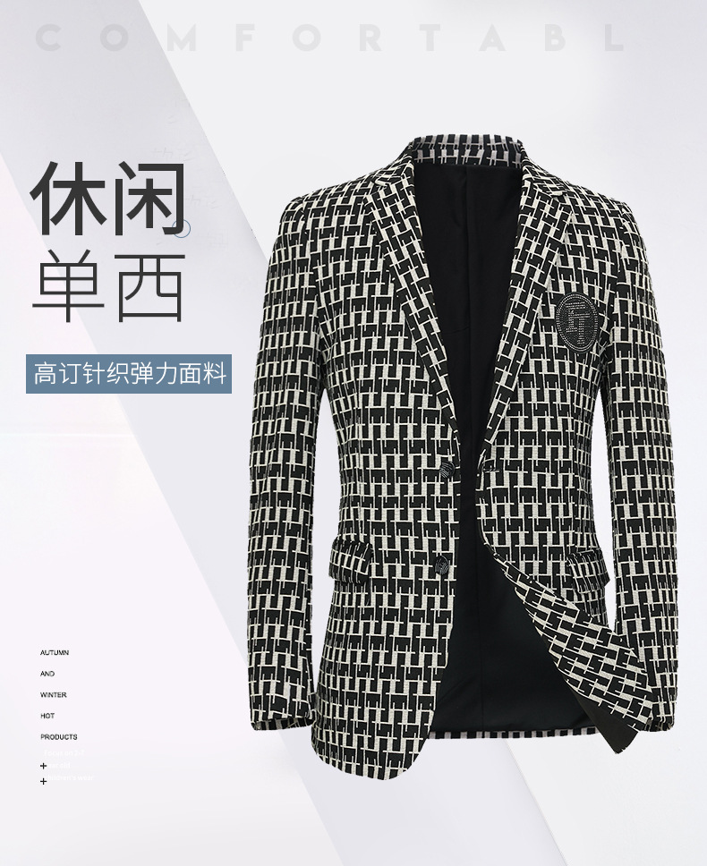 Negocios chaqueta a cuadros traje de hombre tendencia de la moda ropa de hombre versión coreana estilo de otoño top slim casual traje hombre pic 1