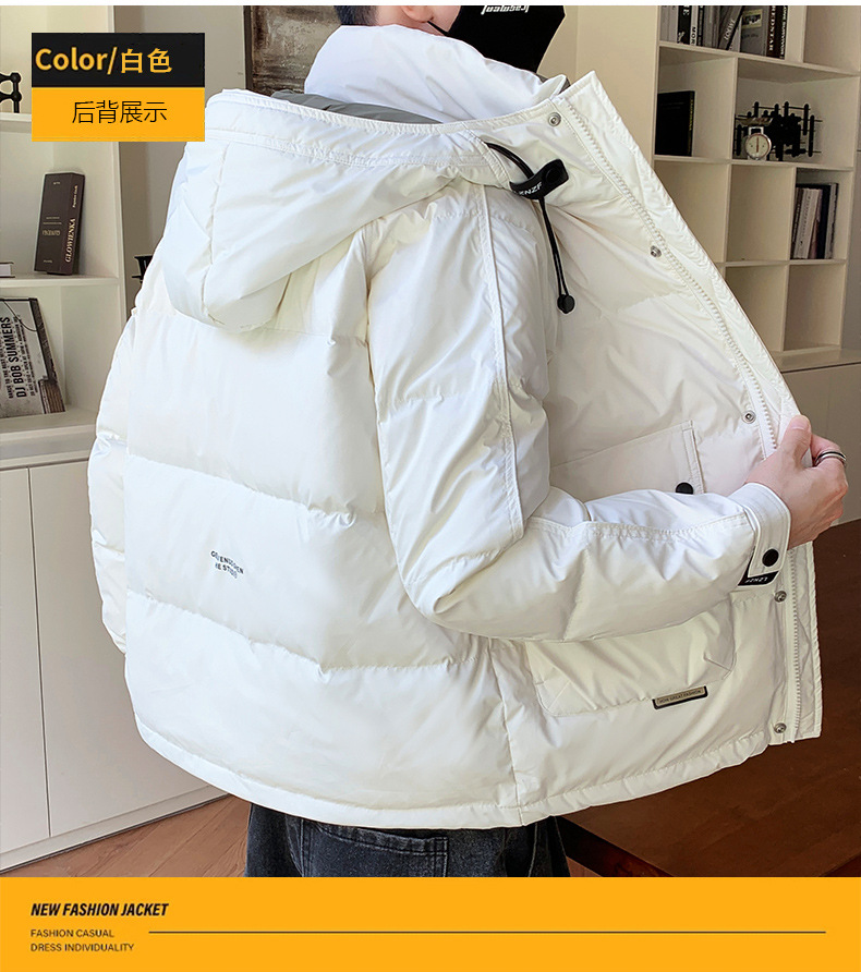 Abajo chaquetas hombre ropa de invierno nuevo cuello alto hermoso corto blanco pato abajo caliente joven tendencia tops hombre abrigos pic 16