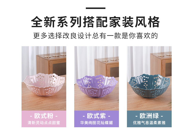 Fashionable octagonal hole hollowed-out Chenjing best-selling melamine fruit plate, imitation porcelain creative fruit basket, kitchen draining basket, vegetable basket pic 19