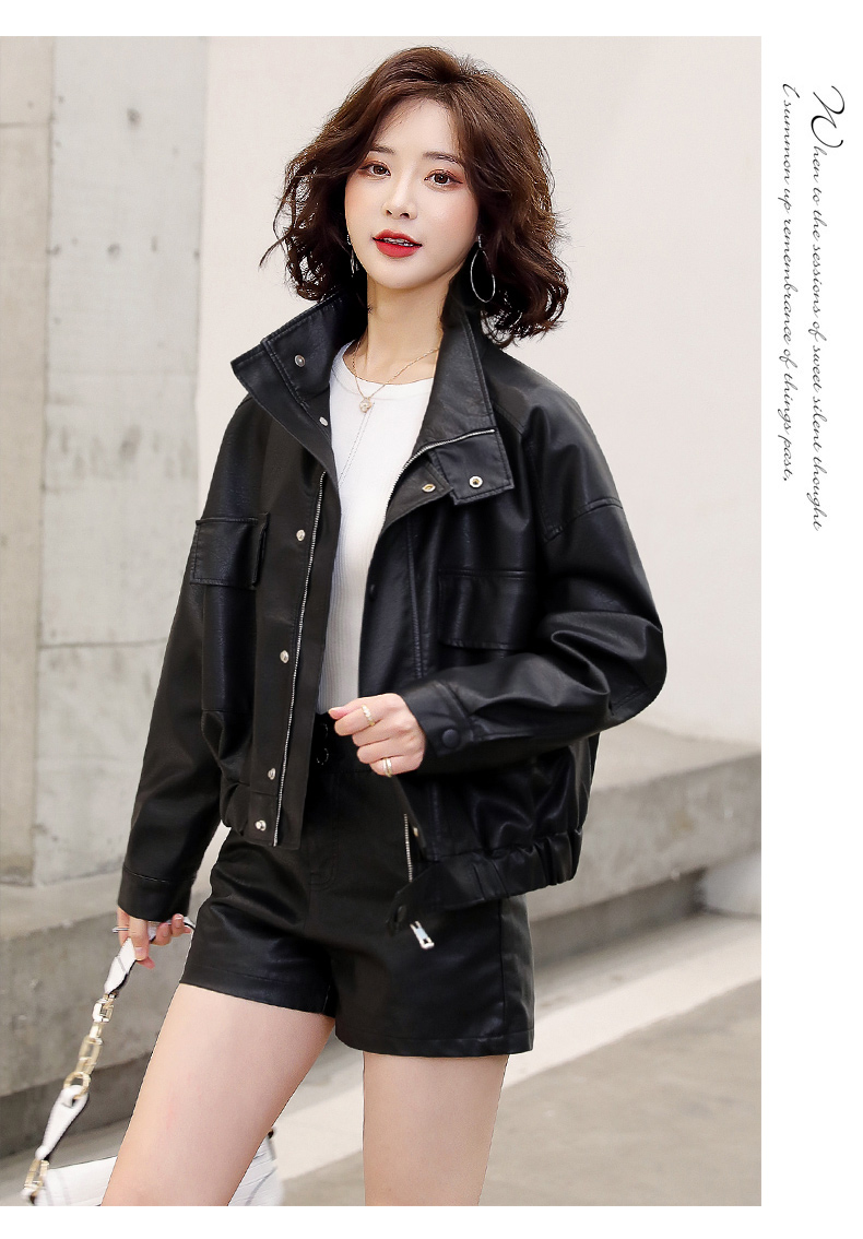 短款小皮衣外套女2022年秋季新款韩版气质宽松pu机车夹克上衣潮详情21