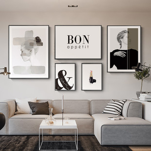 Simple and modern living room decorative paintings, fresh and clean sofa background wall combination paintings, healing scenery, dining room hanging wall paintings pic 17