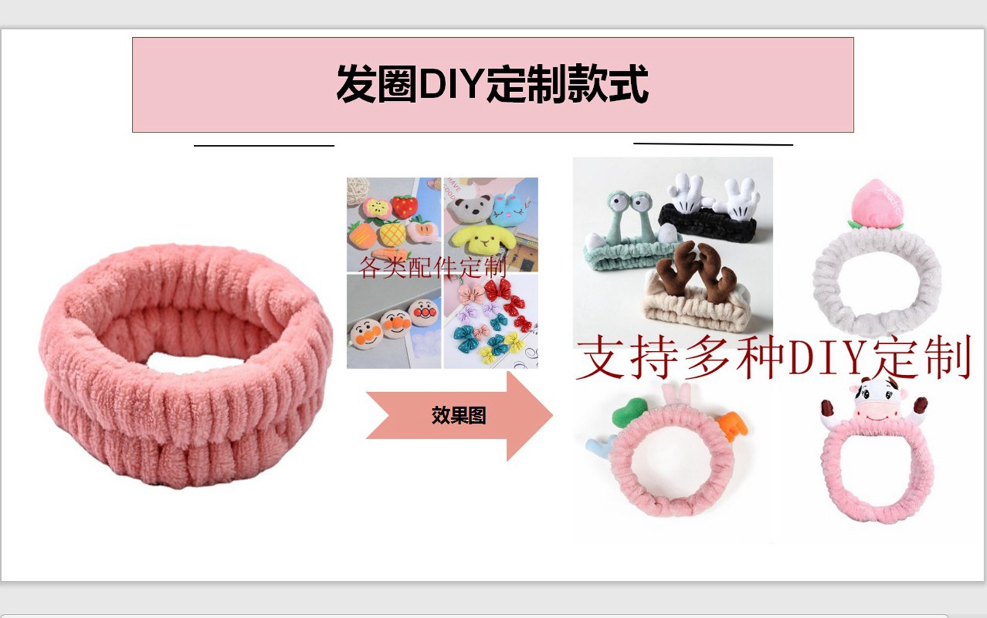 Factory direct supply of solid-color simple hair bands, face wash hair ties, self-adhesive DIY accessories, plush hair bands, semi-finished headwear pic 12