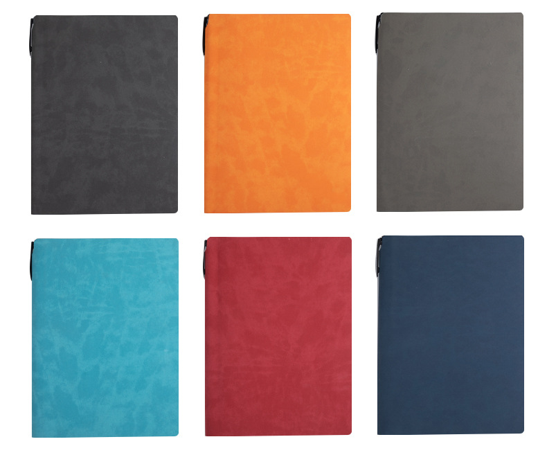 Customized logo thickened sheepskin notebook A5/A6 with side pen insert, simple business diary pic 16