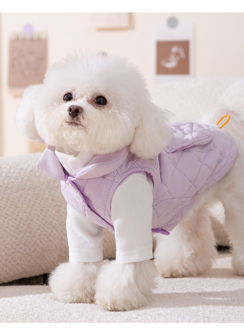 秋冬款小狗狗衣服加厚马甲泰迪比熊小型犬可牵引猫咪宠物保暖服装详情17