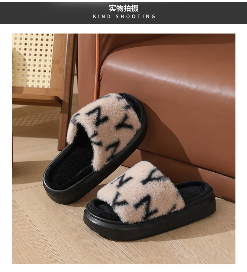 毛毛拖鞋女2024年春季新款室内厚底开口棉拖鞋批发秋冬季可外穿潮详情5