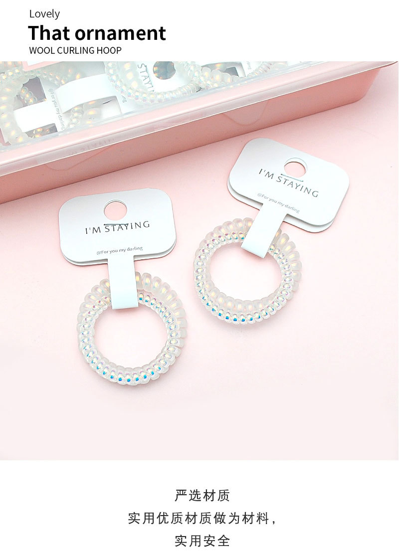 彩色盒装电话线发圈韩版简约扎发皮筋女发绳发饰3根卡装无缝头绳详情1