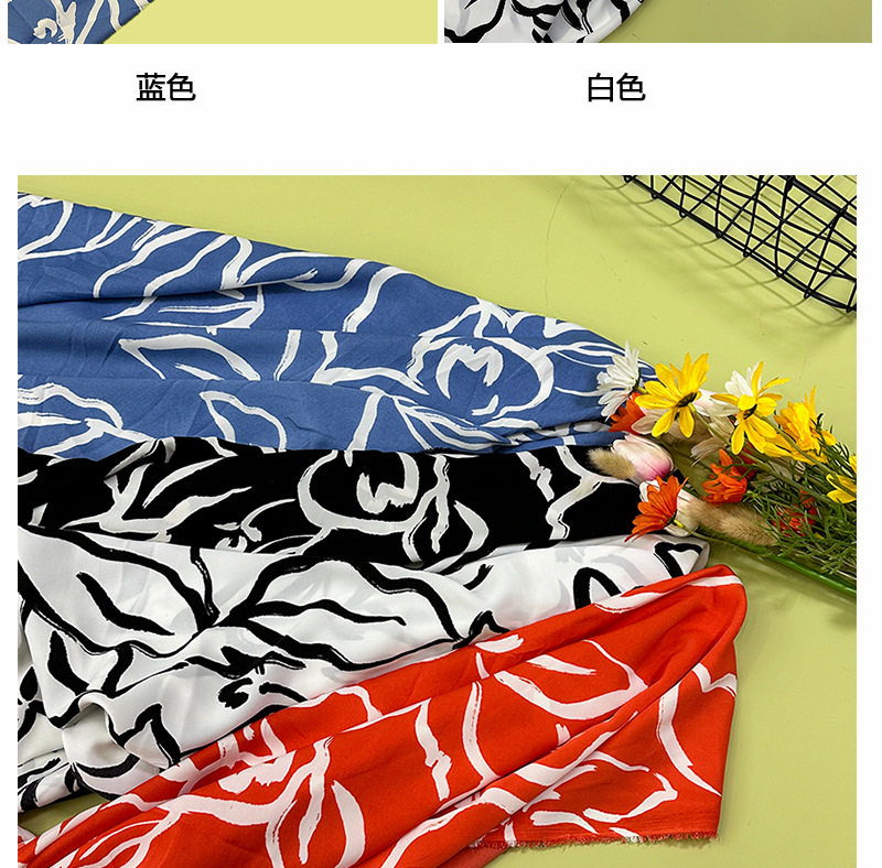 Polyester printed fabric in stock for wholesale. Factory direct sales of large patterned fabric for clothing. Dress fabric in full meters pic 11