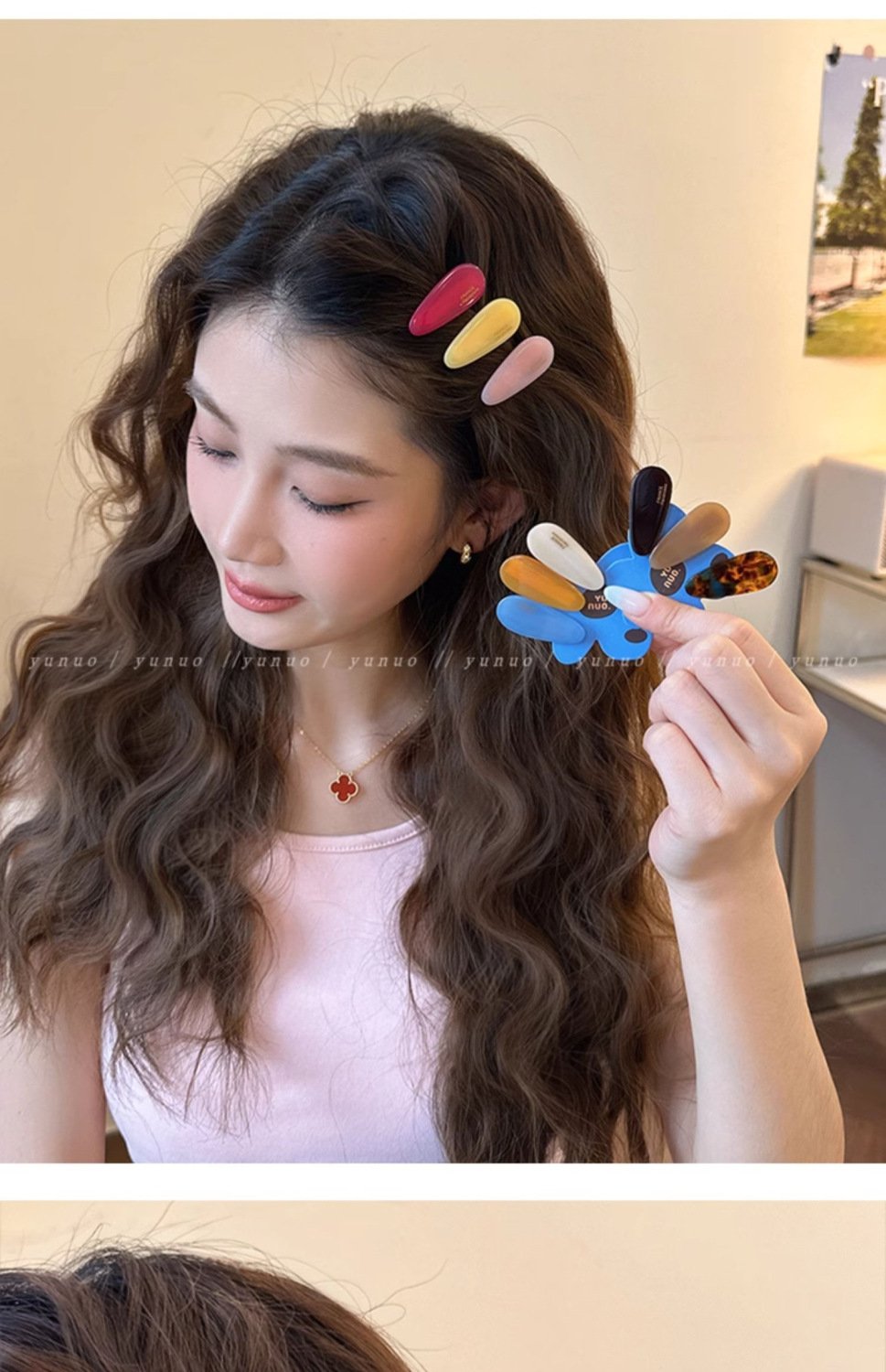 3-piece set of spring and summer water drop small hair clips, side clips, fringe clips for women, 2025 new high-end style duckbill clips headwear pic 4