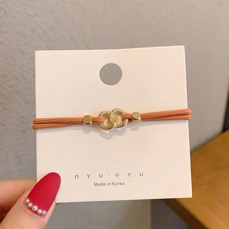 Korean version of ins alloy chain hair band, simple woven hair tie for women, high-elasticity colorful hair tie, small chanel-style hair accessory pic 20