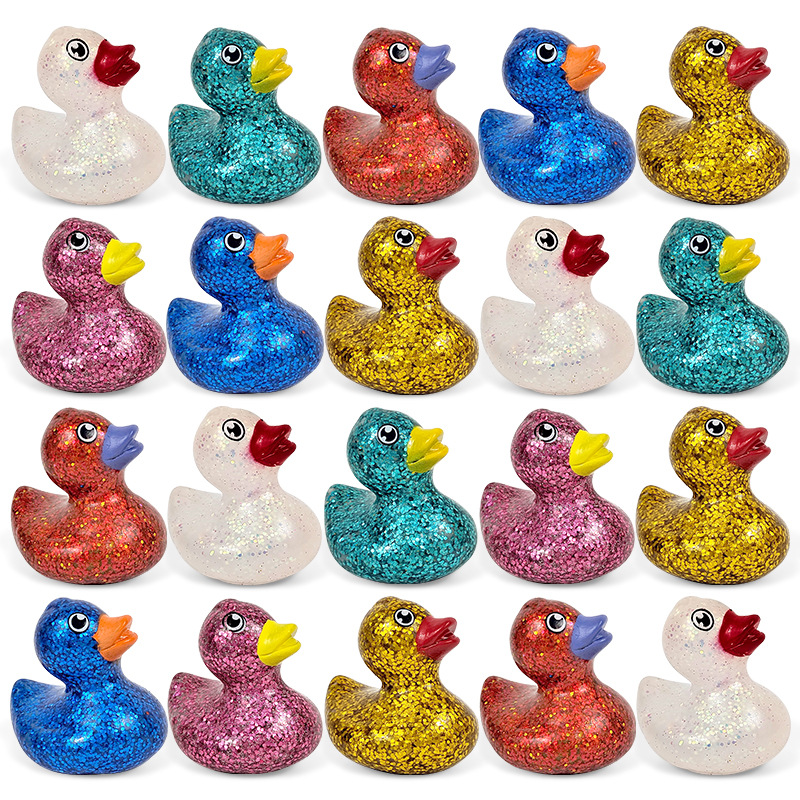 跨境热销儿童洗澡鸭子玩具 创意金粉亮片戏水鸭子卡通玩具小黄鸭详情1