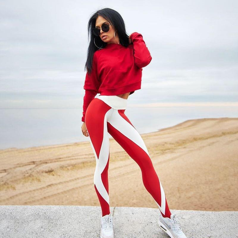 Best-selling black and white digital printed European and American sports and fitness pants and yoga pants on Amazon pic 3