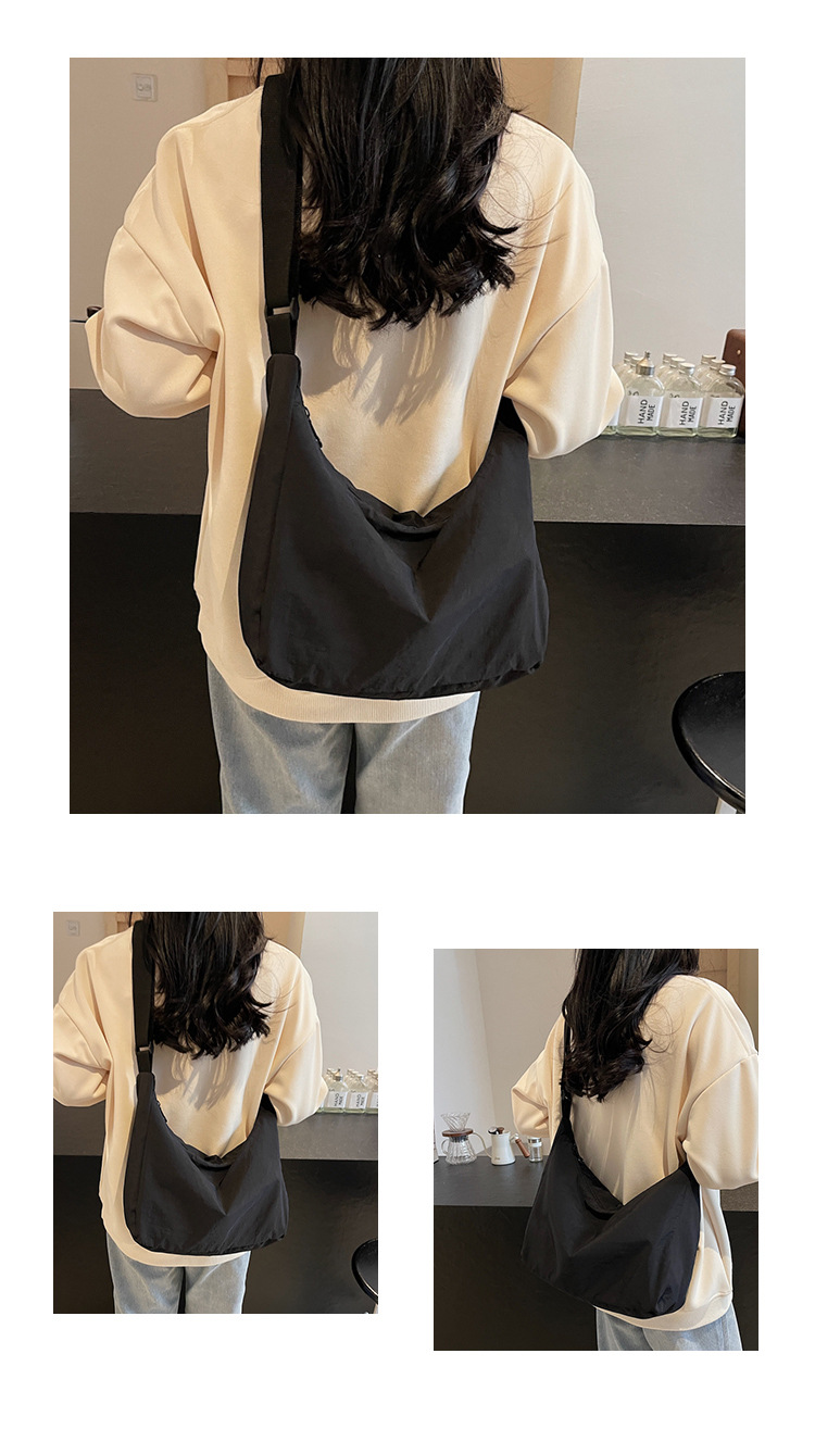 防水尼龙布袋斜挎包2024新款百搭饺子包简约百搭大容量上课单肩包详情9