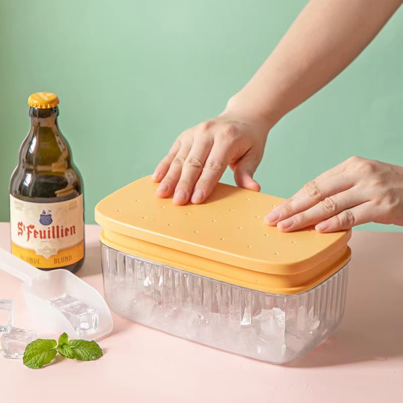 Press ice cube tray mold, household ice cube tray silicone ice cube storage box, food-grade ice cube tray storage box pic 1