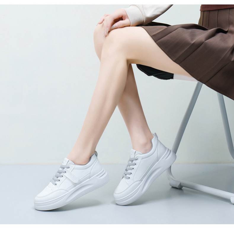 2024爆款春秋季轻便小白鞋皮面增高软底女士透气厚底运动休闲鞋女详情15