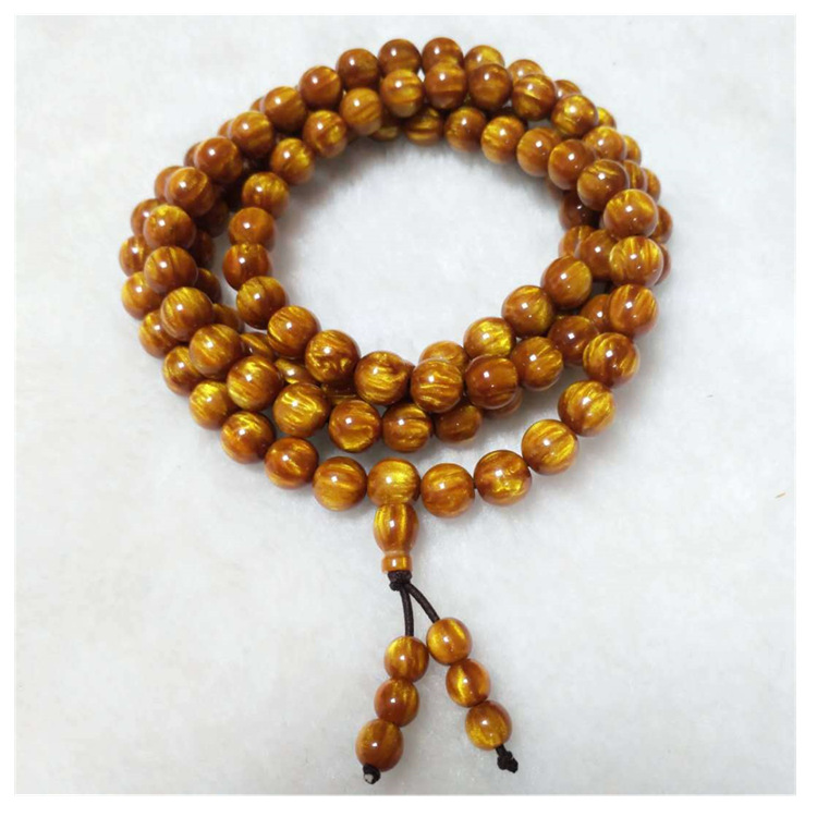Factory direct sales of resin imitation sea willow 108-piece three-loop bracelet suitable for both men and women, natural style sea Willow 108 Buddhist prayer beads bracelet pic 21