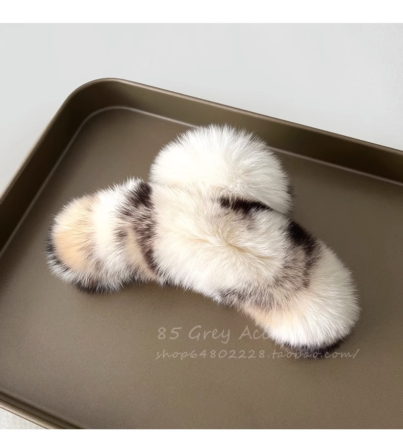 大号真獭兔毛高级感抓夹网红超大发夹可爱毛绒头饰发饰鲨鱼夹秋冬详情13