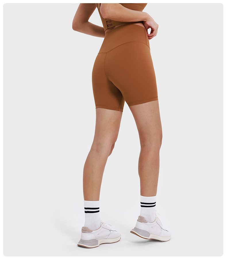 New nude-feel, no-embarrassment line solid color yoga shorts, double-sided brushed tight elastic sports and fitness three-inch pants for women pic 22