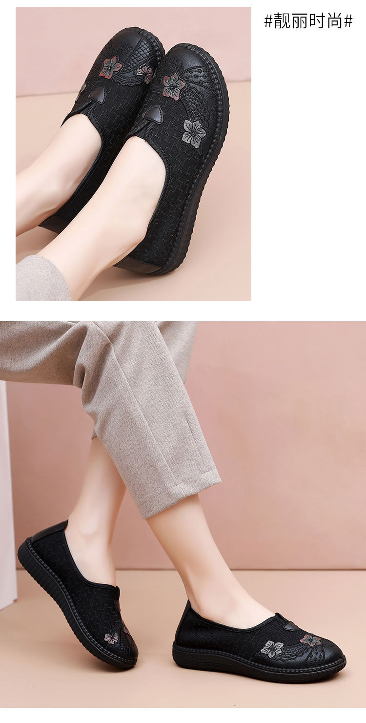 Old Beijing cloth shoes, single shoes for women, Spring Festival elderly mothers, round toe loose flat shoes, breathable and anti-slip soft-soled grandma shoes pic 14
