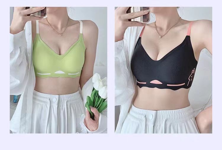 黑甜小兔~可爱无痕内衣女士小胸聚拢收副乳防下垂文胸无钢圈显大详情22