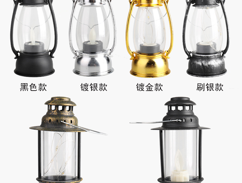 跨境批发复古马灯手提LED小油灯电子蜡烛发光小夜灯复古风灯宫灯详情8