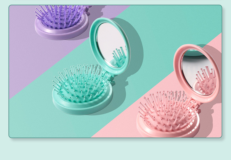 Household styling comb, cute female student curly hair massage mirror comb set, folding comb, massage comb pic 12