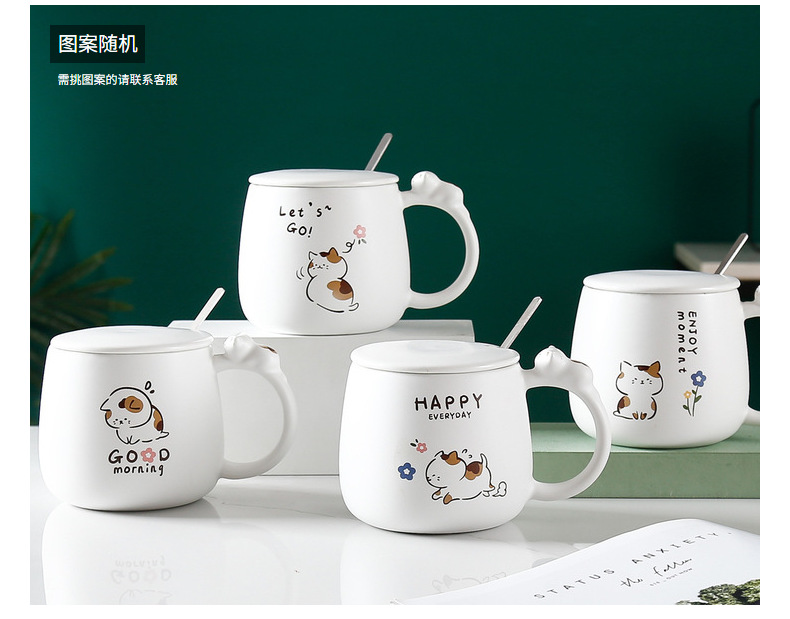 雷沃陶瓷可爱猫咪陶瓷杯3D猫咪马克杯带盖带勺卡通杯子学生礼品杯详情10