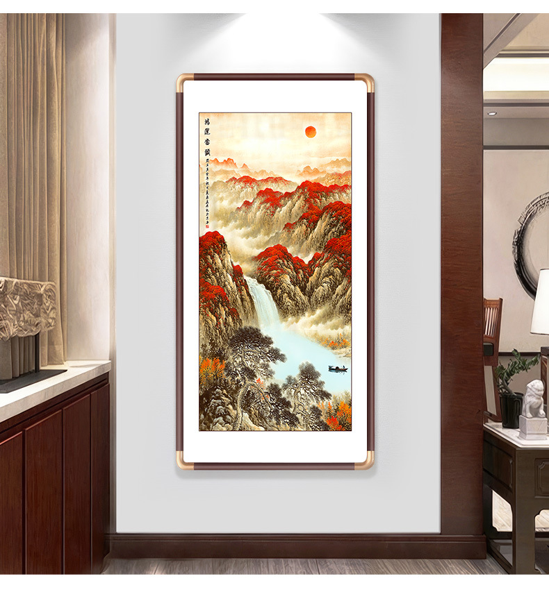 进门墙入户玄关装饰画鸿运当头客厅过道背景墙挂画办公室茶楼壁画详情12