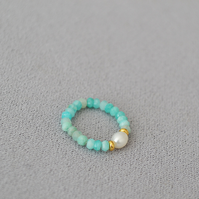 夏日新款复古清凉真石天河石彩色碧玺串珠个性简约弹力戒指食指戒详情7