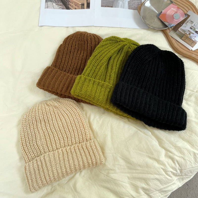 巨大的毛线帽帽子女秋冬黑色毛线帽大头围冷帽粗毛线帽超大针织帽详情3