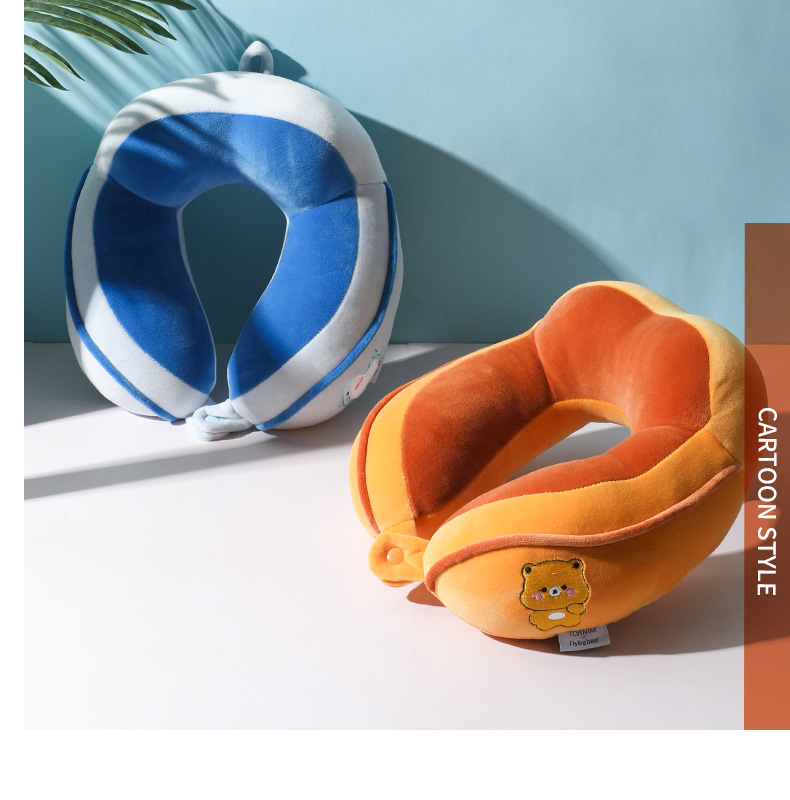 Hump U-shaped pillow, cartoon shark embroidery, office nap neck pillow, travel portable neck pillow, can be printed with logo pic 4