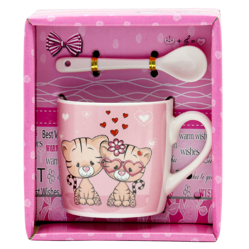 OEM cartoon zodiac ceramic coffee cup set, water cup, Valentine's Day gift, Children's Day gift with spoon, supports custom logo pic 10