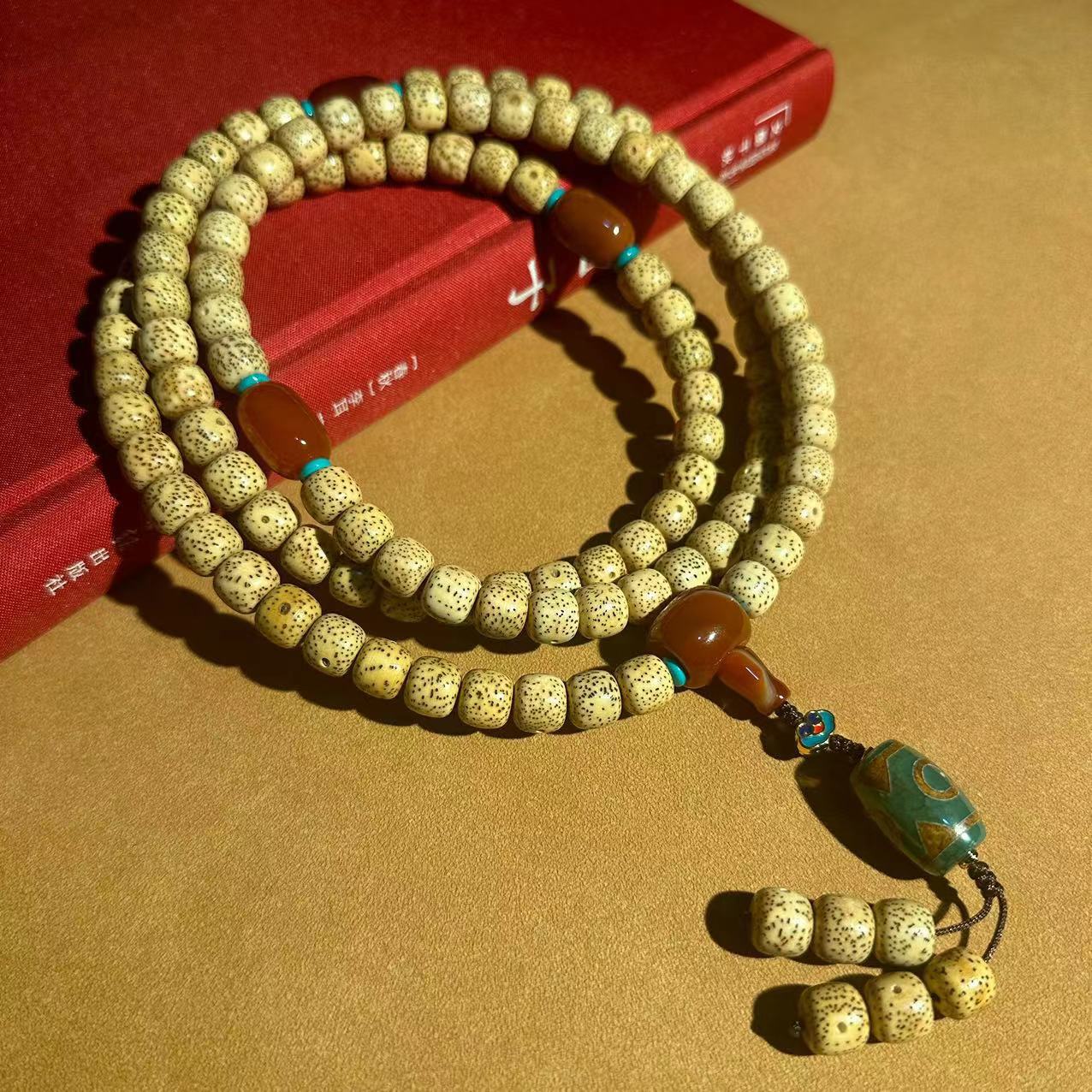 原生态星月菩提佛珠手串 星月菩提108颗佛珠海南黄金籽菩提念珠多圈手串玛瑙天珠文玩批发详情12