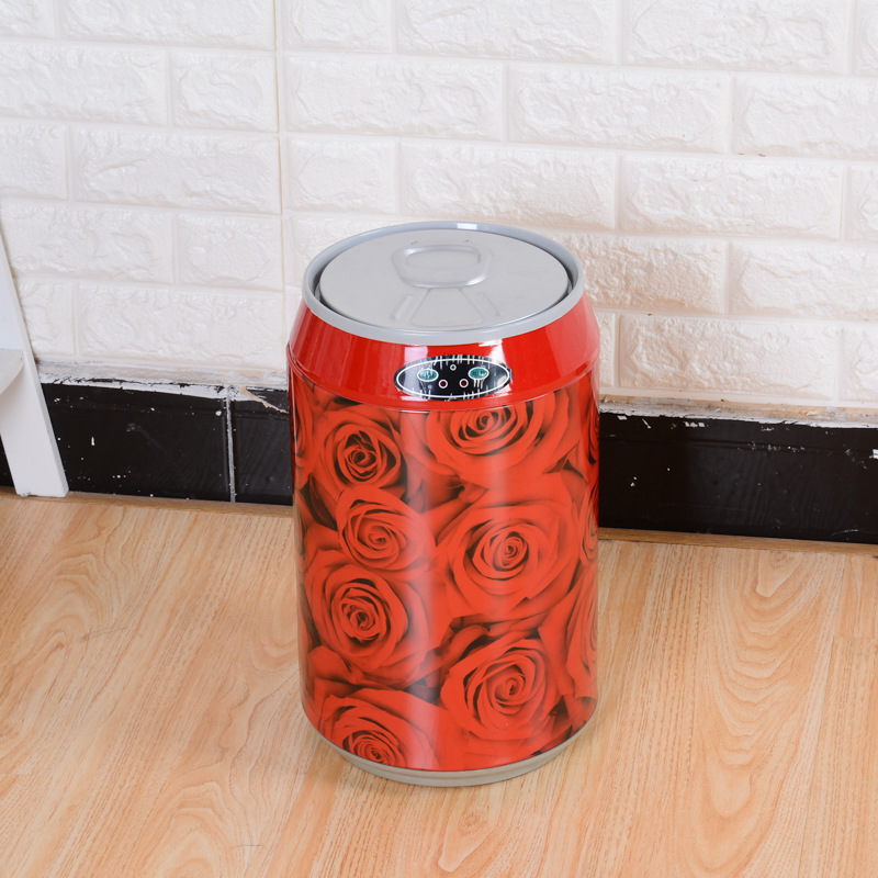 Home stainless steel trash can, creative round cola can, living room storage bucket, sensor-activated electronic trash can pic 8