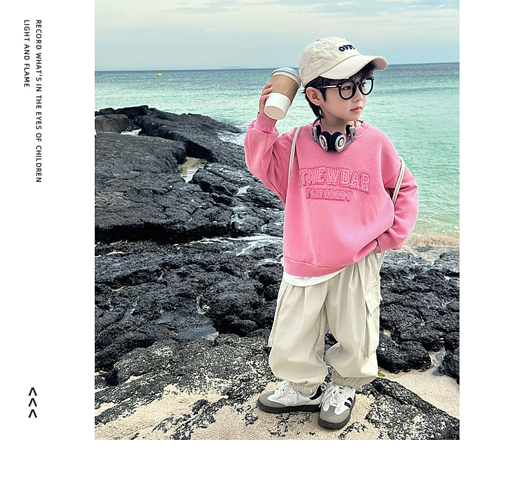 男童卫衣秋装2024新款儿童春秋款粉色长袖上衣男孩秋季宽松帅气潮详情19