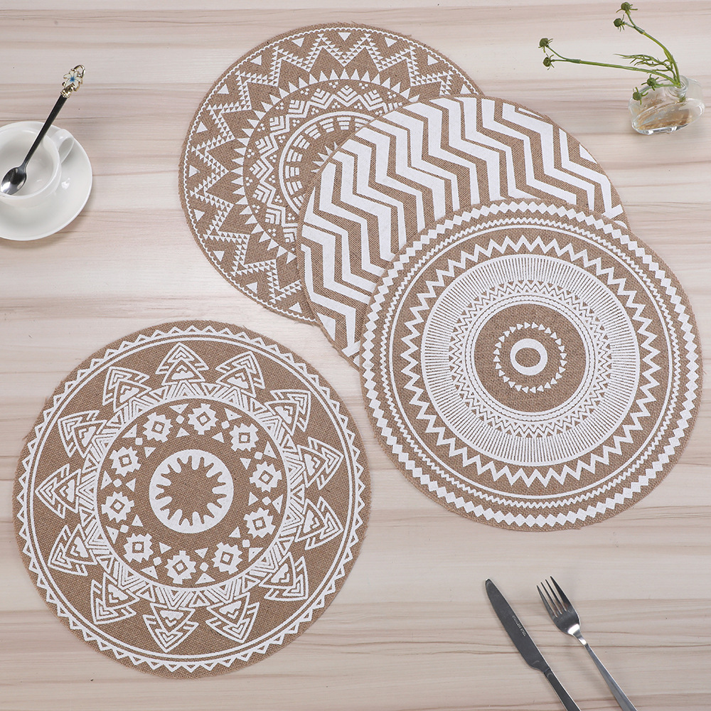 European-style home decoration placemats, Amazon anti-slip, heat-resistant and heat-insulating printed table MATS, coffee tables, high-end linen woven Western placemats, heat-resistant table MATS, essential quality guarantee for dining tables pic 2