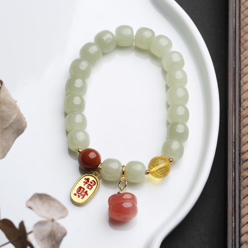 Wholesale of natural Hetian jade bracelets, Yanyuan agate persimmon vintage niche jewelry and jade bracelets pic 5