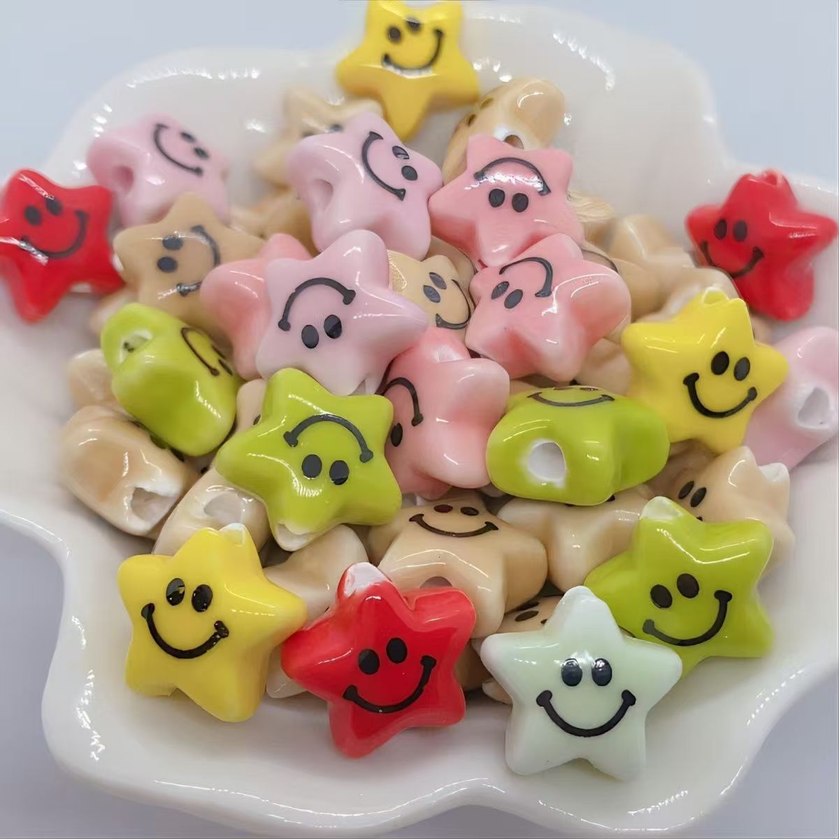 Simple and colorful ceramic pearlescent surface fish five-petal flower beads scattered beads diy handcrafted beaded bracelet decoration accessories pic 38