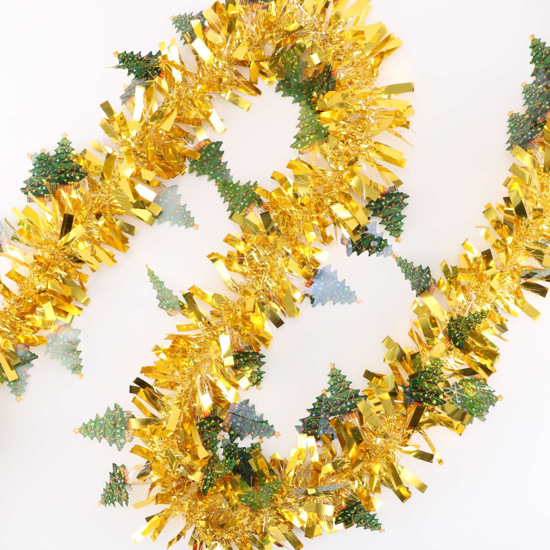 跨境圣诞节圣诞树金色布置装饰拉花彩带亚马逊节日毛条厂家批发详情5