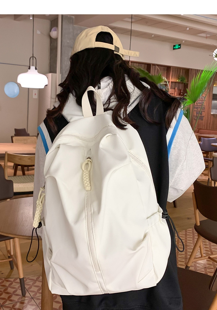 双肩包流行质感书包女初高中生学生旅行大容量背包纯色简约休闲包详情8