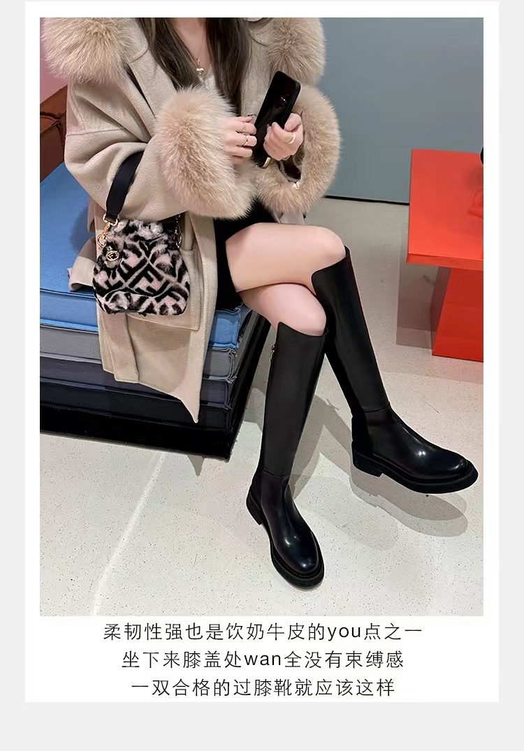 2024秋冬新款厚底小个子长筒靴弹力骑士靴女真皮高筒靴详情23