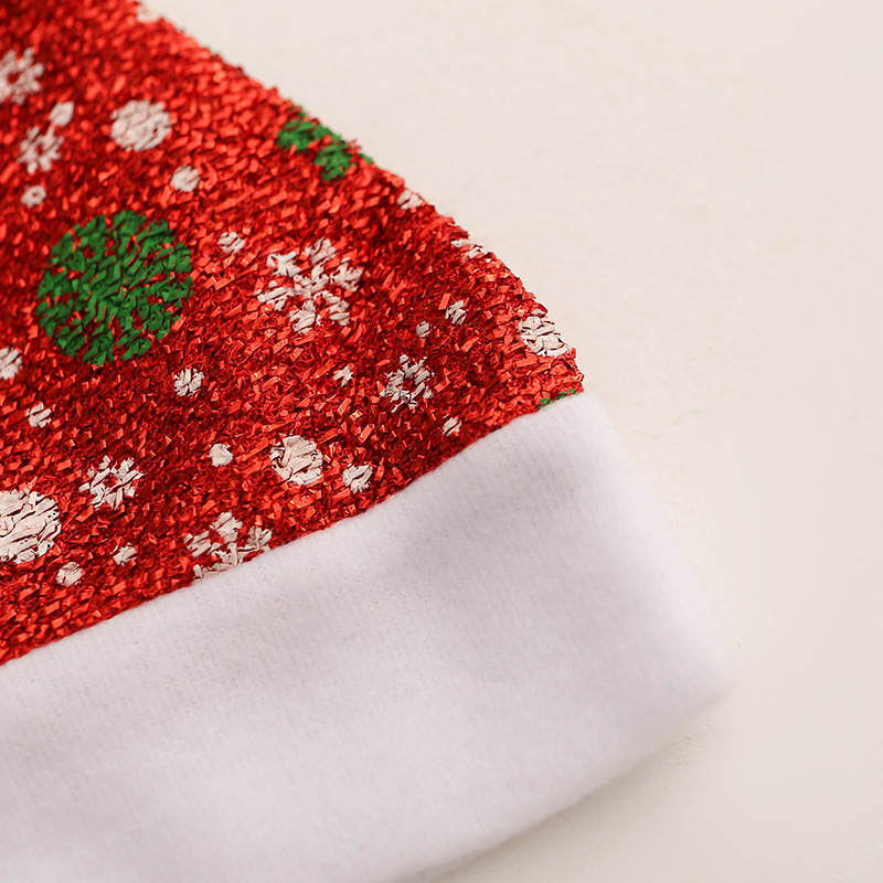 跨境圣诞节装饰圣诞帽涤纶无纺布雪花毛球帽子节日气氛小礼品批发详情5