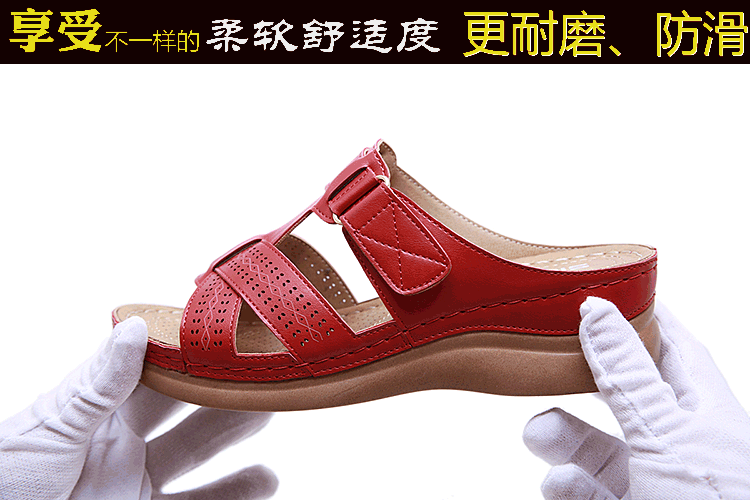 New European and American sandals for women, cross-border car line, mom shoes, large-sized sandals, wedge heel slippers, one-piece consignment pic 3