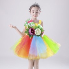 儿童傣族花儿舞蹈演出服装孔雀舞表演服艺考渐变修身鱼尾裙女童详情1